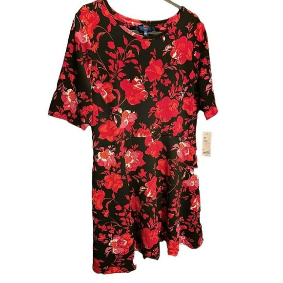 NWT APT. 9 Ladies Floral, Abstract, Bright Mid Sleeve Stretchy Dress SZ Large - Picture 3 of 9